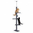 CARLA HOME Floor to Ceiling Cat Tree Tower  with Adjustable Height 230-286cm for Indoor Cats (Grey)