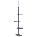 CARLA HOME Floor to Ceiling Cat Tree Tower  with Adjustable Height 230-286cm for Indoor Cats (Grey)