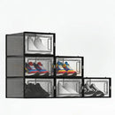 CARLA HOME 6-Pack Clear Stackable Shoe Storage Boxes - Black - Shoe Box Storage