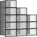 CARLA HOME 12-Pack Clear Shoe Storage Boxes - Stackable - Black - Shoe Box Storage