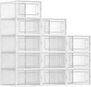 CARLA HOME 12-Pack Clear Shoe Storage Boxes - Stackable - White - Shoe Box Storage