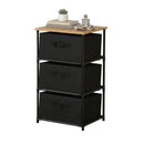 CARLA HOME 3 Drawer Fabric Storage Dresser - Steel Frame - Black - Storage Rack - Rustic