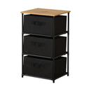 CARLA HOME 3 Drawer Fabric Storage Dresser - Steel Frame - Black - Storage Rack - Rustic