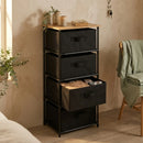 CARLA HOME 4 Drawer Fabric Storage Dresser - Steel Frame - Black - Storage Rack - Rustic
