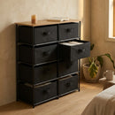CARLA HOME 8 Drawer Fabric Storage Dresser - Steel Frame - Black - Storage Rack - Rustic