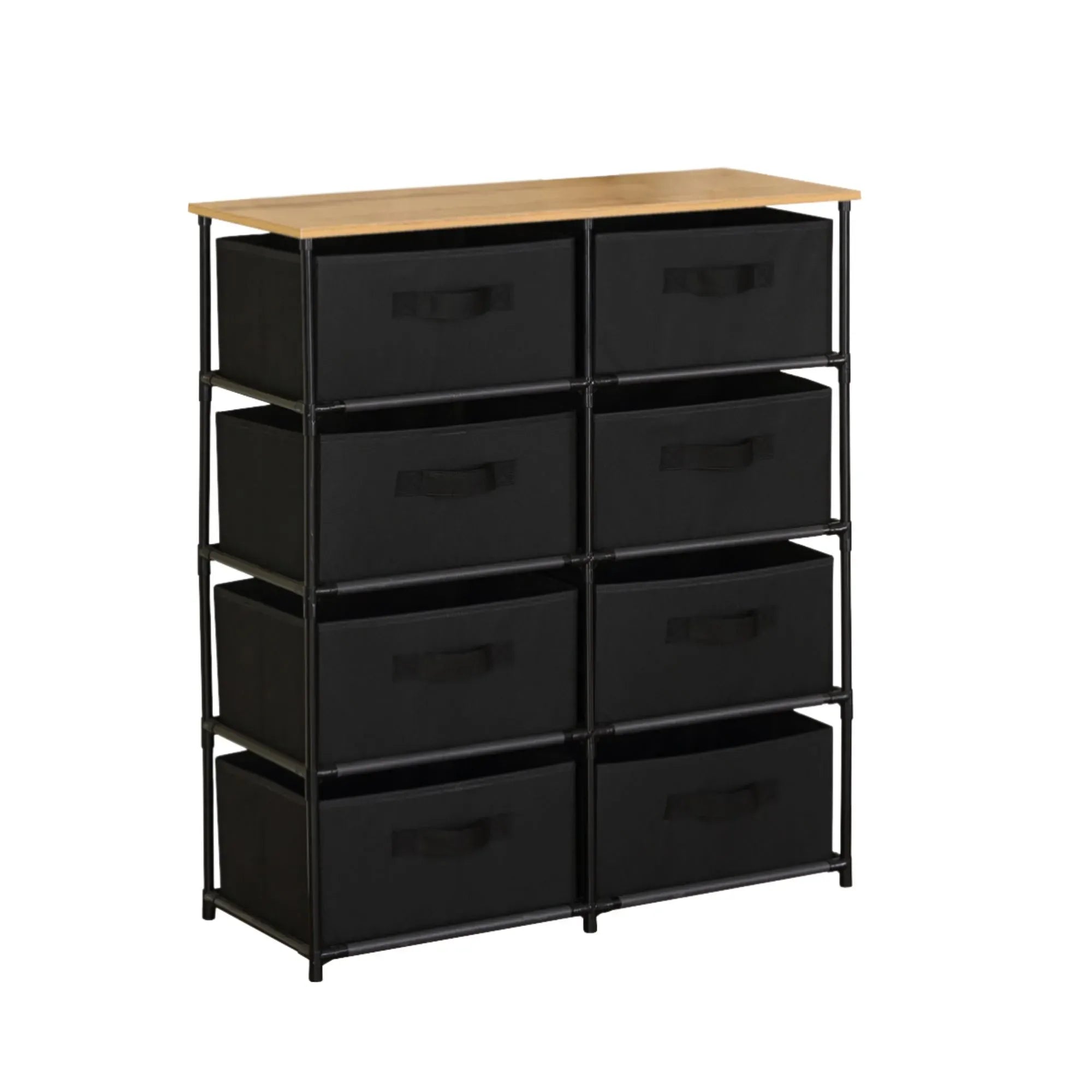 CARLA HOME 8 Drawer Fabric Storage Dresser - Steel Frame - Black - Storage Rack - Rustic