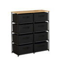CARLA HOME 8 Drawer Fabric Storage Dresser - Steel Frame - Black - Storage Rack - Rustic