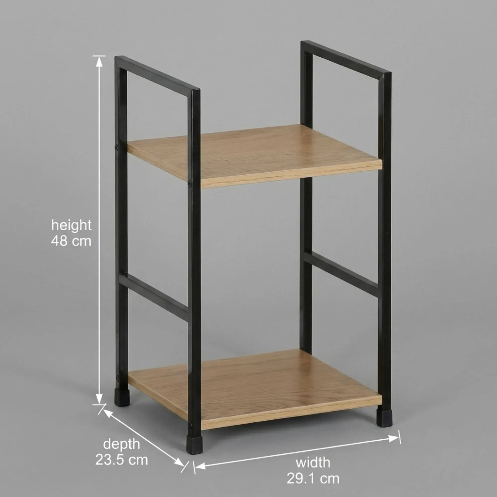 CARLA HOME 2 Tier Bookshelf - Wood Metal Display Shelf - Brown - Rustic - Steel - Living Room Office