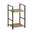 CARLA HOME 2 Tier Bookshelf - Wood Metal Display Shelf - Brown - Rustic - Steel - Living Room Office
