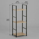 CARLA HOME 3 Tier Bookshelf - Wood Metal Display Shelf - Brown - Rustic - Steel - Living Room Office