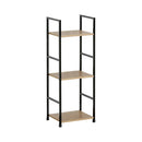 CARLA HOME 3 Tier Bookshelf - Wood Metal Display Shelf - Brown - Rustic - Steel - Living Room Office