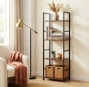 CARLA HOME 4 Tier Bookshelf - Wood Metal Display Shelf - Brown - Rustic - Steel - Living Room Office