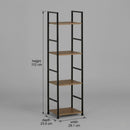 CARLA HOME 4 Tier Bookshelf - Wood Metal Display Shelf - Brown - Rustic - Steel - Living Room Office