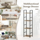 CARLA HOME 4 Tier Bookshelf - Wood Metal Display Shelf - Brown - Rustic - Steel - Living Room Office