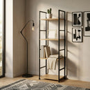 CARLA HOME 4 Tier Bookshelf - Wood Metal Display Shelf - Brown - Rustic - Steel - Living Room Office
