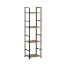 CARLA HOME 4 Tier Bookshelf - Wood Metal Display Shelf - Brown - Rustic - Steel - Living Room Office