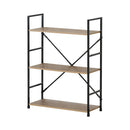 CARLA HOME 3 Tier Bookshelf - Industrial Display Shelf - Brown - Rustic - Steel - Living Room Office