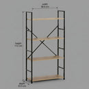 CARLA HOME 4 Tier Bookshelf - Industrial Display Shelf - Brown - Rustic - Steel - Living Room Office