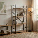CARLA HOME 4 Tier Bookshelf - Industrial Display Shelf - Brown - Rustic - Steel - Living Room Office