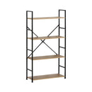 CARLA HOME 4 Tier Bookshelf - Industrial Display Shelf - Brown - Rustic - Steel - Living Room Office