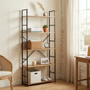 CARLA HOME 5 Tier Bookshelf - Industrial Display Shelf - Brown - Rustic - Steel - Living Room Office