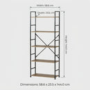 CARLA HOME 5 Tier Bookshelf - Industrial Display Shelf - Brown - Rustic - Steel - Living Room Office
