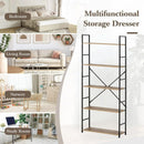 CARLA HOME 5 Tier Bookshelf - Industrial Display Shelf - Brown - Rustic - Steel - Living Room Office