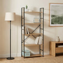 CARLA HOME 5 Tier Bookshelf - Industrial Display Shelf - Brown - Rustic - Steel - Living Room Office