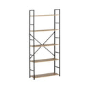 CARLA HOME 5 Tier Bookshelf - Industrial Display Shelf - Brown - Rustic - Steel - Living Room Office