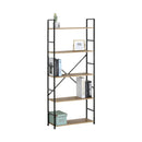 CARLA HOME 5 Tier Bookshelf - Industrial Display Shelf - Brown - Rustic - Steel - Living Room Office