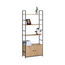 CARLA HOME Bookcase with Cabinet - 4 - Shelf Storage - Oak - Brown - Storage Cabinet