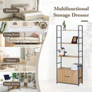 CARLA HOME Bookcase with Cabinet - 4 - Shelf Storage - Oak - Brown - Storage Cabinet