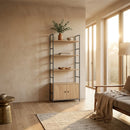 CARLA HOME Bookcase with Cabinet - 4 - Shelf Storage - Oak - Brown - Storage Cabinet