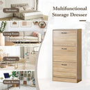 CARLA HOME 3 Flip Drawer Shoe Cabinet - Hidden Storage - Modern - Shoe Storage Cabinet - Oak