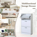 CARLA HOME 3 Flip Drawer Shoe Cabinet - Hidden Storage - Modern - Shoe Storage Cabinet - White