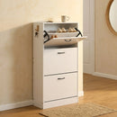 CARLA HOME 3 Flip Drawer Shoe Cabinet - Hidden Storage - Modern - Shoe Storage Cabinet - White