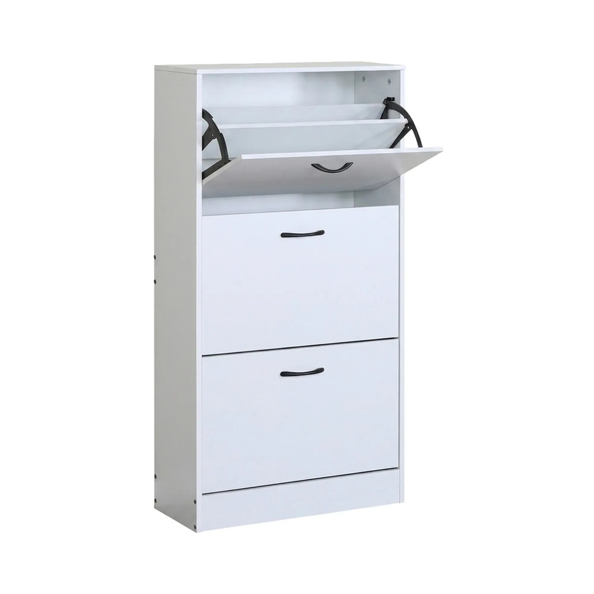 CARLA HOME 3 Flip Drawer Shoe Cabinet - Hidden Storage - Modern - Shoe Storage Cabinet - White