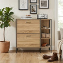 CARLA HOME 2 Flip Shoe Cabinet with Side Shelf - 88 cm Oak - Brown - Shoe Cabinet With Shelf