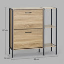 CARLA HOME 2 Flip Shoe Cabinet with Side Shelf - 88 cm Oak - Brown - Shoe Cabinet With Shelf