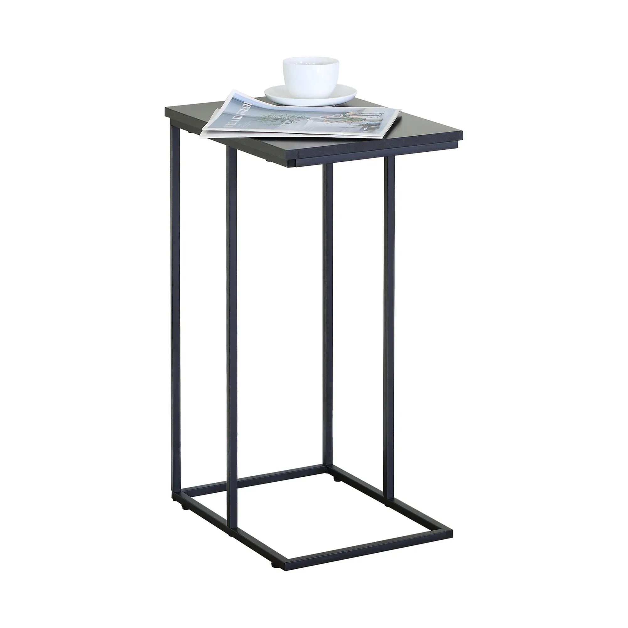 CARLA HOME C - Shape Side Table - Black Metal End Table - Classic - 2 - tier Side Table