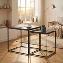 CARLA HOME Nesting Side Table Set of 2 - Black Steel Frame - Classic - Tables Living Room