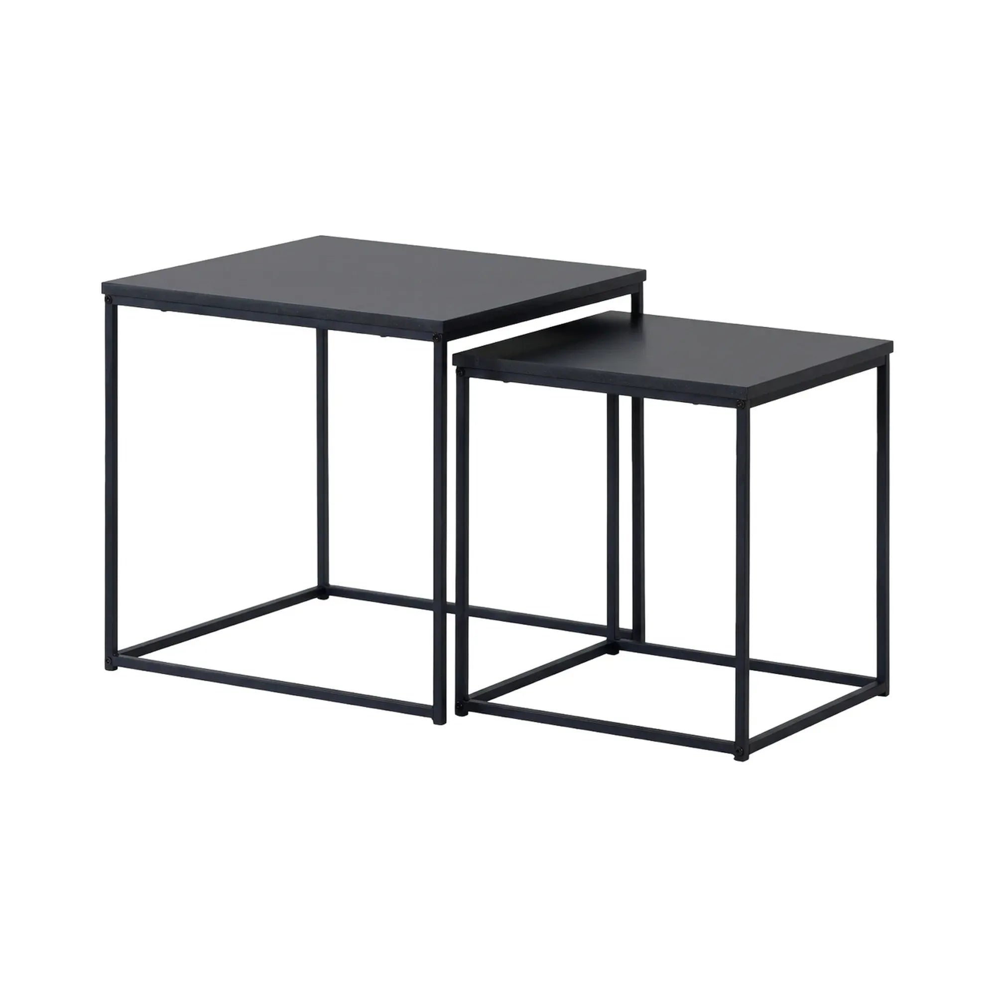 CARLA HOME Nesting Side Table Set of 2 - Black Steel Frame - Classic - Tables Living Room