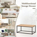 CARLA HOME Modern Rustic Coffee Table - Wood Top Metal Frame - Brown - Steel - Modern Coffee Table