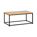 CARLA HOME Modern Rustic Coffee Table - Wood Top Metal Frame - Brown - Steel - Modern Coffee Table