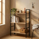 CARLA HOME 3 Tier Bookshelf - Wood Metal Display Shelf - Brown - Rustic - Steel - Living Room Office