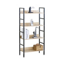 CARLA HOME 4 Tier Bookshelf - Wood Metal Display Shelf - Brown - Rustic - Steel - Living Room Office