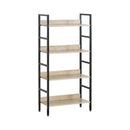 CARLA HOME 4 Tier Bookshelf - Wood Metal Display Shelf - Brown - Rustic - Steel - Living Room Office