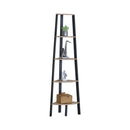 CARLA HOME 5 Tier Corner Shelf - Ladder Bookshelf - Metal Frame - Brown - Rustic