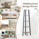 CARLA HOME 5 Tier Corner Shelf - Ladder Bookshelf - Metal Frame - Brown - Rustic