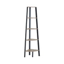 CARLA HOME 5 Tier Corner Shelf - Ladder Bookshelf - Metal Frame - Brown - Rustic
